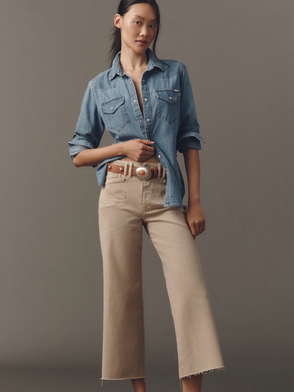 PAIGE Anessa High-Rise Wide-Leg Jeans - Vintage Soft Sand